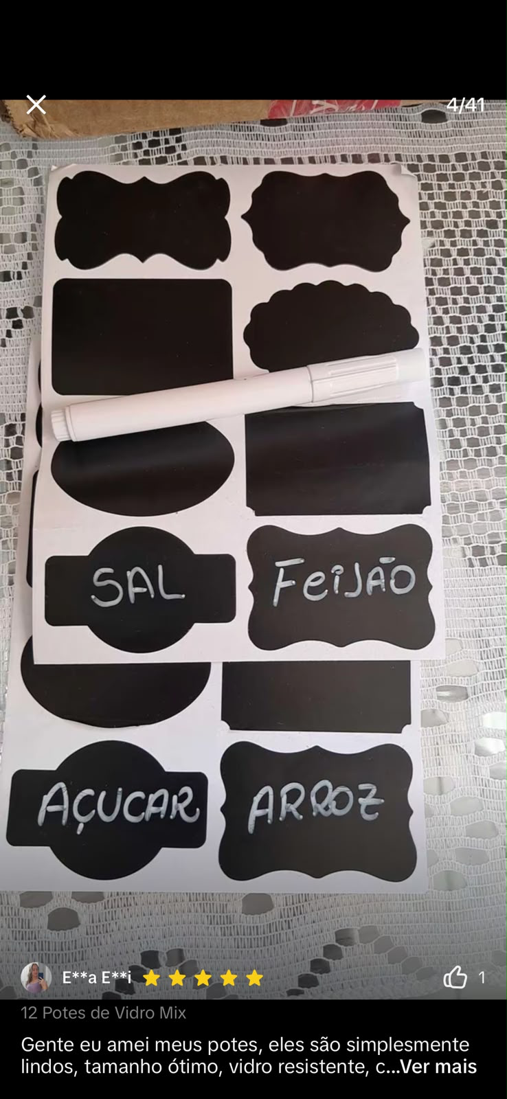 Avaliação de cliente do kit com 16 potes 5